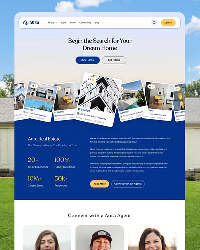 Aura: Real estate Ui website design 3d animation branding design figma figma design graphic design illustration logo motion graphics real estate real estate website ui web design web designer website website design wordpress