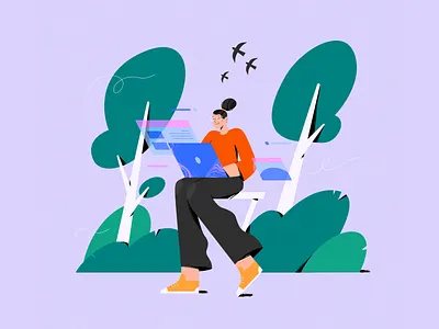 Outdoor work art character colorful design flat illustration illustrator outdoor productivity work