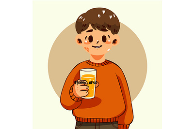 Illustration of a Man Holding Beer alcohol bar beer beverage bottle brewery cartoon celebration cheers chopp cold delicious drink event foam glass liquid liquidity mug vintage