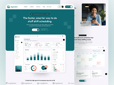 Saas Team Management Website app design calendar dashboard design landing page management mobile app sass sass website schedule management task management team management time line time tracking tracking ui design ui ux web app web design website