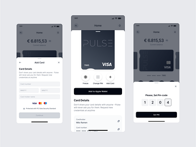Pulse - Fintech Mobile Banking Card Details ai ai powered artificial intelligence b2b banking card card details clean dipa inhouse finance fintech interaction mobile app mobile banking mobile design modern pop up saas startup trading