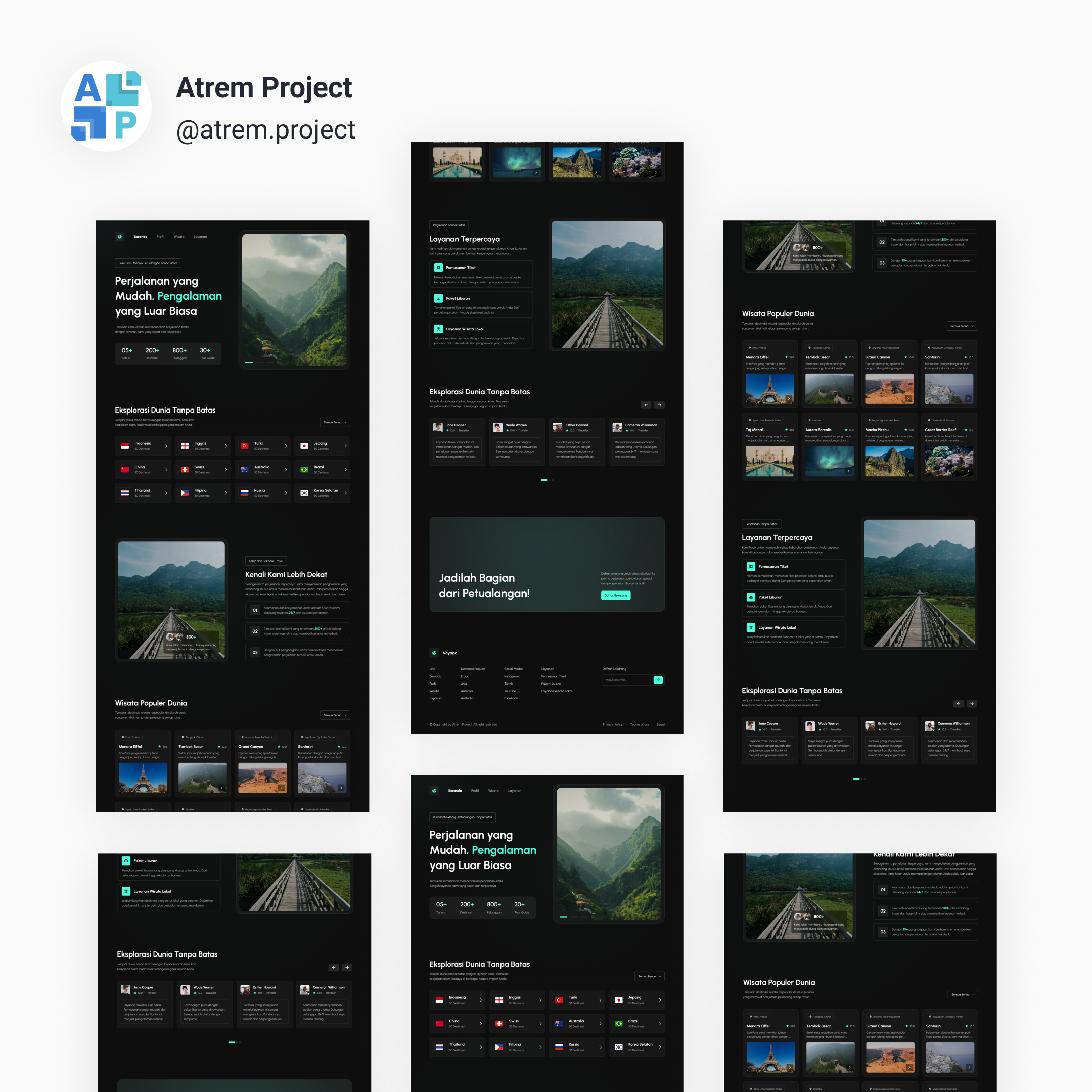 Voyago - Landing Page Tour Guide atrem project figma mobile app ui ui design uiux user interface ux ux design web design