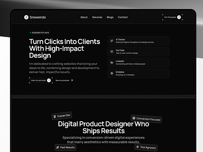 Snoweirdo - Portfolio & Agency Template creative portfolio dark mode portfolio dark mode portfolio design dark mode website dark portfolio designer portfolio framer dark mode framer dark mode portfolio framer minimal portfolio framer portfolio framer portfolio minimal design framer portfolio template framer template framer website portfolio portfolio design portfolio landing page portfolio website ui website
