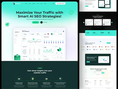 Smart AI SEO Strategies – SaaS Landing Page UI (Figma) ai seo tool booking website ui clean ui dashboard ui figma ui landing page landing page design saas ui seo dashboard seo landing page traffic analytics