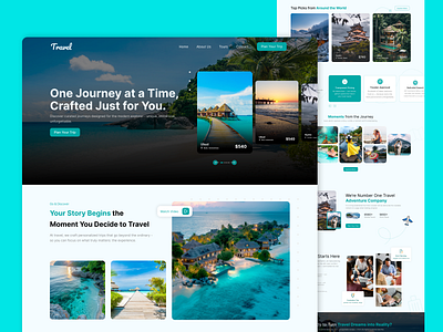 Modern Travel Website UI Design graphic design landing page uiux web design