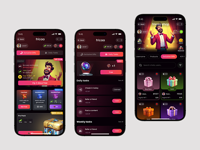 Daily Tasks - VIP Perks & Digital Gifts App app design creative app design daily tasks digital gifts gift app gimification loyaltyprogram mobile app mobile interface mobile ui nft marktplace product design rewards app ui design ux design uxui vip features