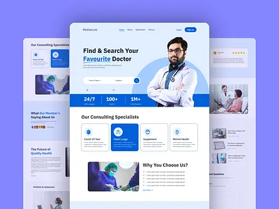 Modern Medical Website UI Design healthcare illustration landing page uiux web design
