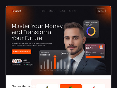 SaaS - Fintech Landing Page antdesk banking banking app creditcard efatuix finance finance app financial header homepage online payment payment product saas landing page saas website ui ux web web design website design