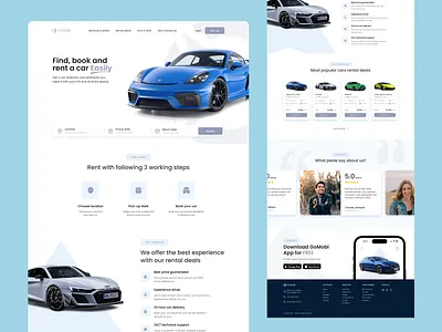 Car Rental Website UI Design automobile car car rent graphic design landing page uiux web design