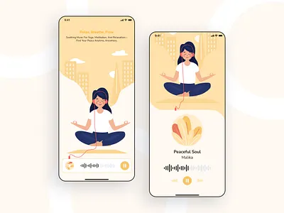 Mindful Music App UI – Calm, Breathe, Relax calm ui illustration iosdesign meditation app mental health minimal app mobile ui music player relaxation self care soothing music uiux uiux design uxdesign wellness app yoga app