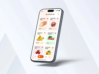 Favorite List UI – Smart & Clean Grocery App Design app design app ui daily ui design sh dribbble shots dribble shots favorite list grocery app grocery mobile app ios design minimal ui mobile app mobile ui modern design online grocery product design shopping app ui interface uiux design ux design