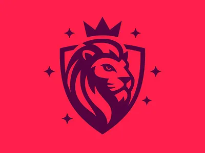 Royal Lion Logo Design with Shield & Crown animation branding graphic design logo motion graphics red and purple