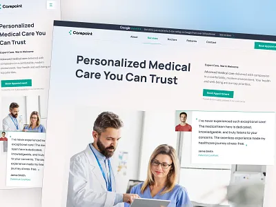 Medical Template - vol.2 breakpoint design desktop hero landing page minimal mobile natural navbar partners qoute review section top bar ui web web web design website