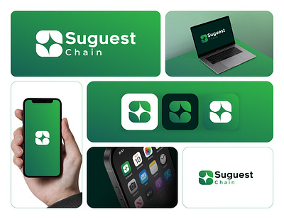 Suguest Chain logo design for a blockchain app a and website logo presentation