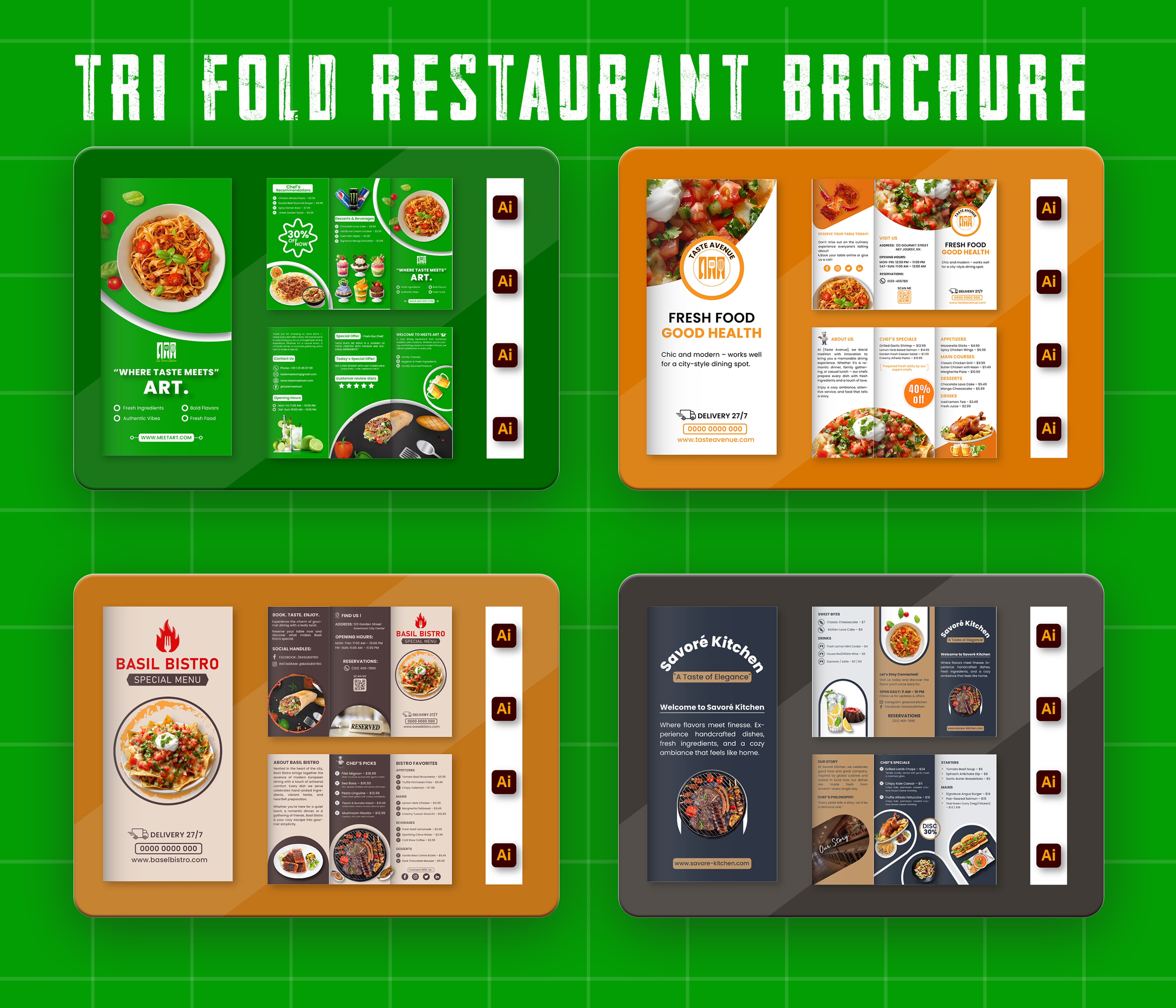 Eye-Catching Tri-Fold Brochure Designs for Restaurants! visualidentity