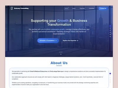 Emkaay Consulting - Landing Page Design about branding business consulting creative design of the day design of week growth design homepage landing page scale startup success suggestion trending trends 2025 trends 2026 ui design ux design