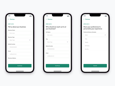 Customer Registration app design minimal mobile onboarding registration ui