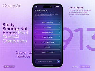 AI Study Companion- Query ahsan1ui ai ai chat ai study aiassistant aieducation aiinlearning artificialintelligence education app mobile mobile app design popular design study ai study app studywithai ui ui ux