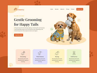 Pet Grooming Website design typography ui ux web design