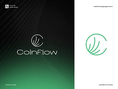 Lineart letter "C" + flowing lines Fintech logo for sale brand identity branding c letter logo coin fintech flowing logo green lineart logo logo money startup transfer ui