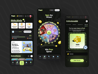 Punt - Casino App Design app design betting casino app design casino mobile design crypto crypto casino gambling gambling design gambling mobile design jackpot lottery mobile app design online casino roulette slots