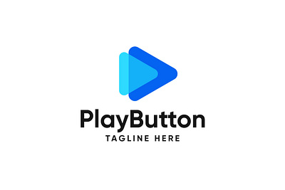 Play Button Logo blue branding button elegant icon identity logo play simple trend unique