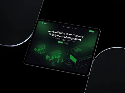 Delivery & Shipment Management b2b platform dark theme delivery delivery app fleet tracking green accent logistics website minimal ui modern ui responsive design saas website shipment shipment management shipping supply chain tracking uiux warehouse management web application website concept