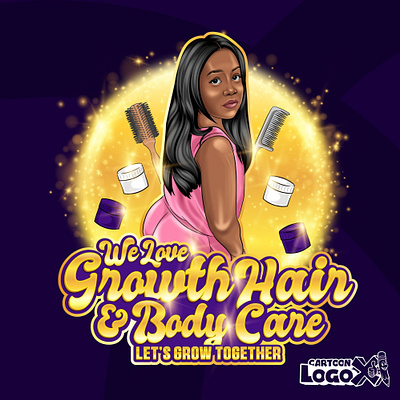 Custom Mascot Logo for Growth Hair & Body Care by CartoonLogoX bodycarelogo boldbranding branddesignforwomen branding brandingwithpersonality cartoonlogoart clientlogoproject cosmeticbranding custombrandingkit freelancelogodesign glowupbrand graphic design logo logoforbusiness logoportfolio mascotlogodesign naturalhairlogo selfcarebrand smallbrandbigimpact vectorillustration