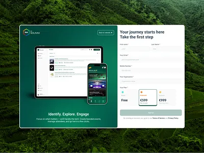 Sign Up | Identify Explore Engage onboarding product design signup ui