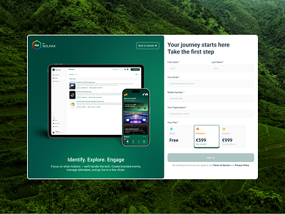 Sign Up | Identify Explore Engage onboarding product design signup ui