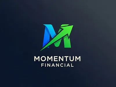 Momentum Financial - 'M' Arrow Logo arrow branding design finance fintech growth icon investment logo logodesign logoinspiration momentum typographic logo