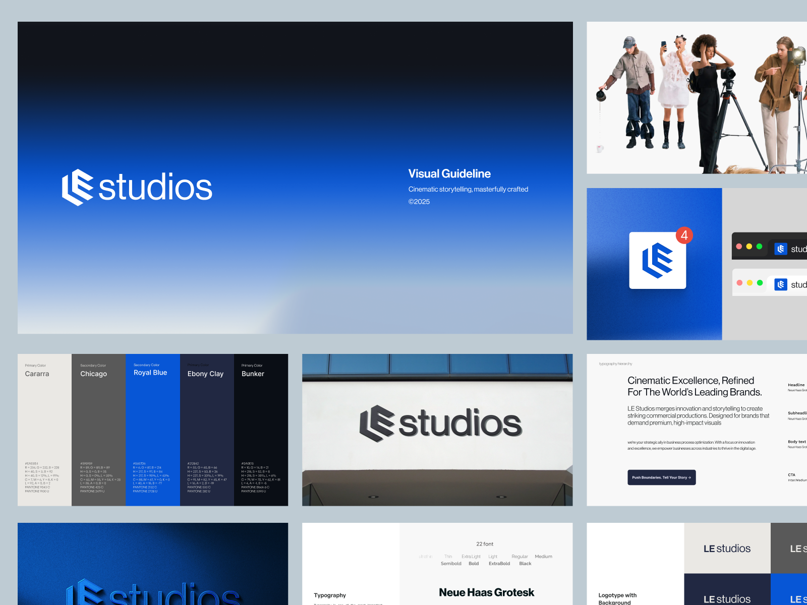 Visual Guideline Le Studio angecy blue brandguideline branding cinematic design geometric graphic design logo photography premium studio visualguide