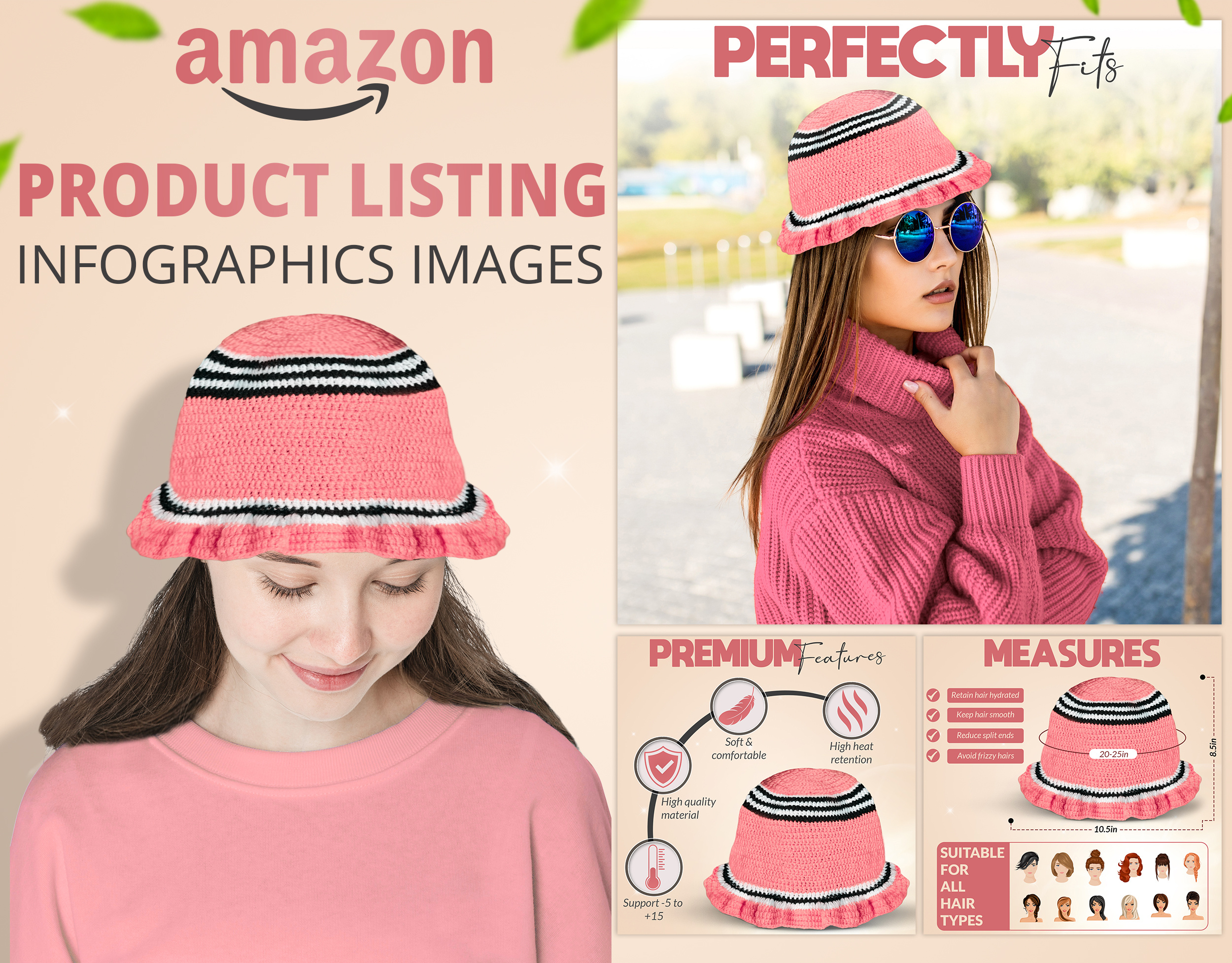 Hair Cap a content amazon amazon listing ebc graphic designer infographic listing listing images product design product listing