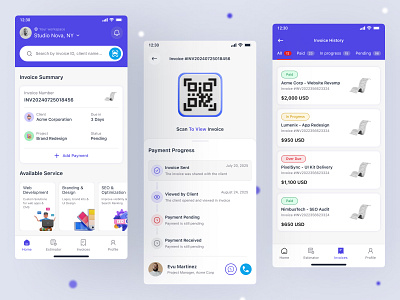 Smart Invoice Management App UI agency invoice app invoice app invoice management mobile app