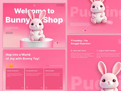 Adorable Bunny Toy Website UI Design app application design branding clean dark ui design design services designer graphic design illustration landing page logo shopify shopify store ui website design