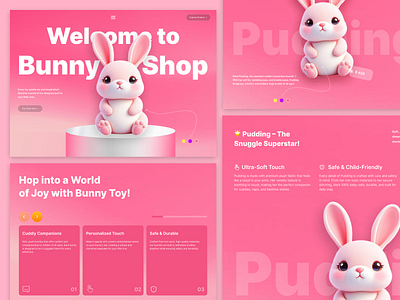Adorable Bunny Toy Website UI Design app application design branding clean dark ui design design services designer graphic design illustration landing page logo shopify shopify store ui website design
