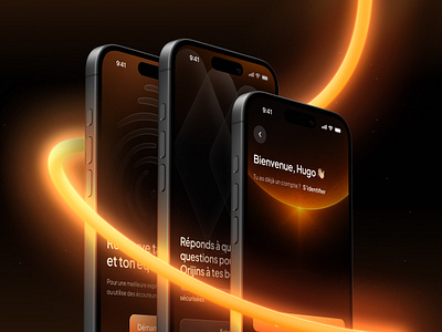 Personal development | Mobile app onboarding app dark design futuristic gradient neon onboarding orange ui