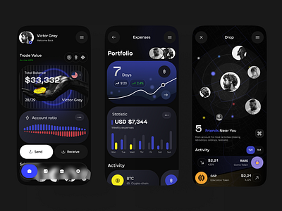 Crypto Social Wallet android android app app app design application concept crypto crypto app crypto wallet graphic design ios ios app ios design mobile mobile app ui ux