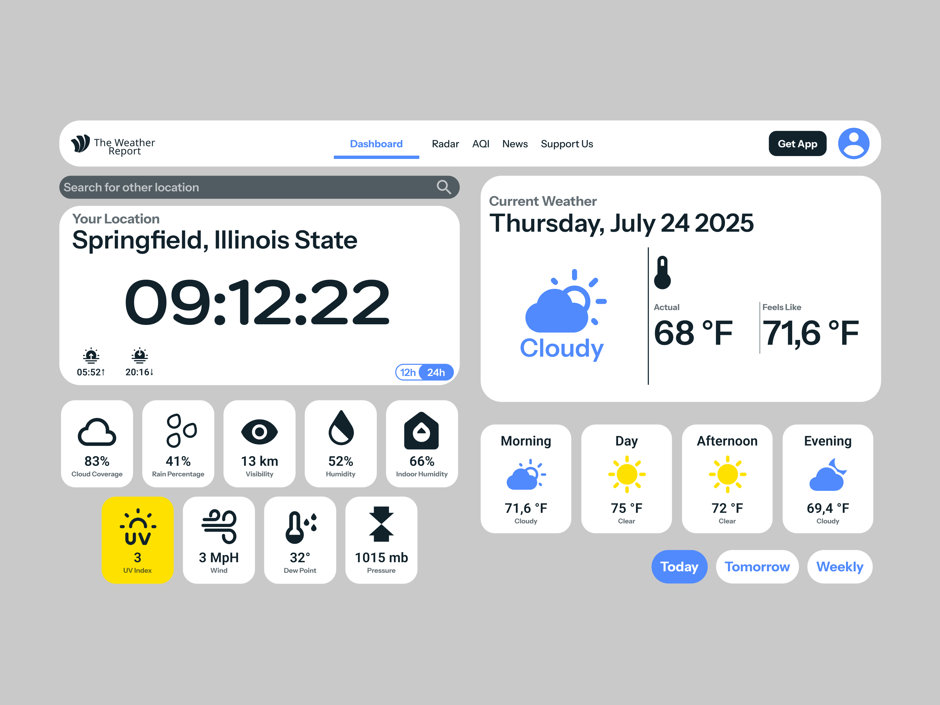 Weather Report Website Design branding typographic ui ux website design