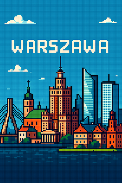 Pixel Warszawa 2d art building design eu illustration landmark pixel art pixel illustration pixel warszawa pl poland polska warsaw warszawa