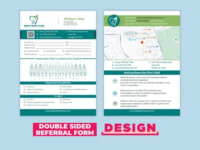 Double sided referral pad design branding graphic design logo