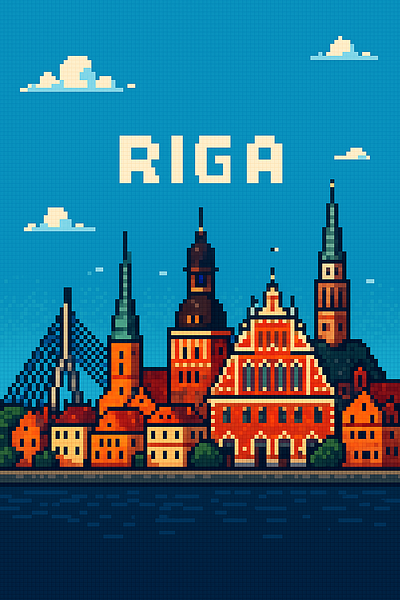 Pixel Riga 2d 2d art 2d europe building eu europe indi indi art landmark latvia mario city pixel pixel art retro style riga