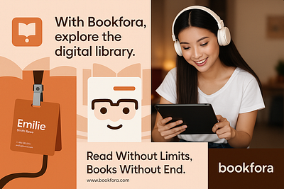Digital Library Experience with Bookfora – Read Without Limits A 3d animation brand branding cardboard design digitalbooks direction ebookplatform graphic design illustration learningplatform logo mobilelibrary modernillustration motion graphics ui uiuxdesign