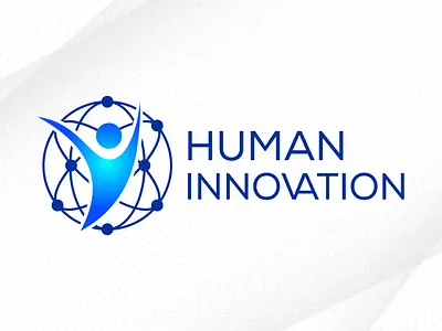Human Innovation Logo, Tech World logo, human technology logo blue