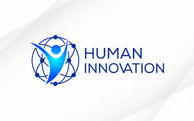Human Innovation Logo, Tech World logo, human technology logo blue