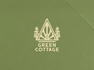 GREEN COTTAGE artwork badge design botanical logo brand design brand identity branding cabin graphic design hand drawn illustration illustration design logo logo design logo vintage logotype merchandise design nature logo t shirt design vintage vintage logo