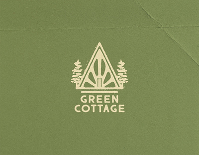 GREEN COTTAGE artwork badge design botanical logo brand design brand identity branding cabin graphic design hand drawn illustration illustration design logo logo design logo vintage logotype merchandise design nature logo t shirt design vintage vintage logo