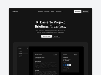 AI-Powered Project Briefing SaaS | Hero Concept ai branding clean dashboard design design figma saas ui ux webdesign