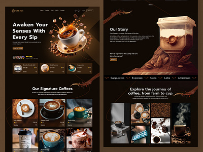 Wake Up & Smell the UI – Coffee Website Design cafewebsite cleanui coffeebranding coffeewebsite creativewebsite darkmodeui designtrends dribbbledesign ecommercedesign figmadesign foodandbeverageui homepagedesign landingpagedesign minimaldesign modernwebdesign responsivedesign uiuxdesign webdesigninspiration websitedesign