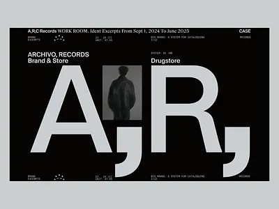 Archivo Records: Brand Identity ar archino records bold bold typography brand identity branding branding design branding identity dark background dark tone design graphic design landing page record level typo typography